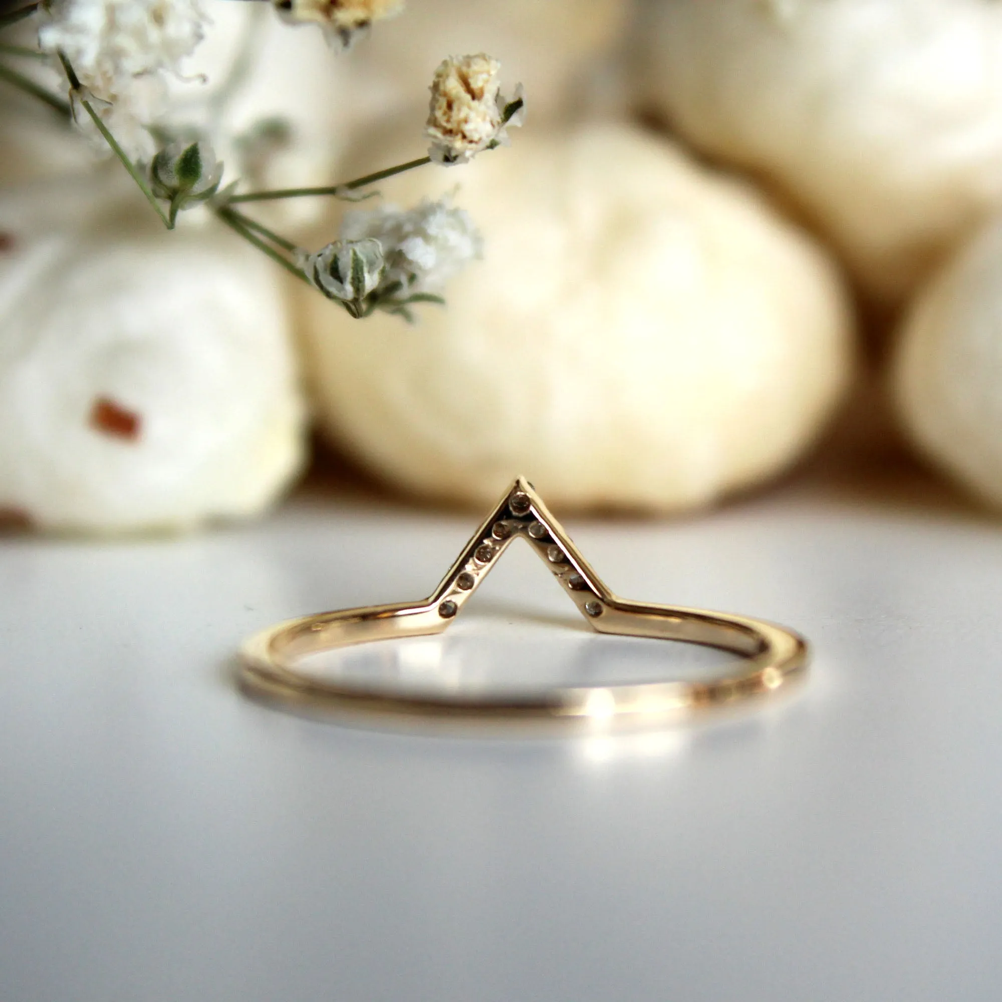 Unique Dainty Diamond V Stack Ring
