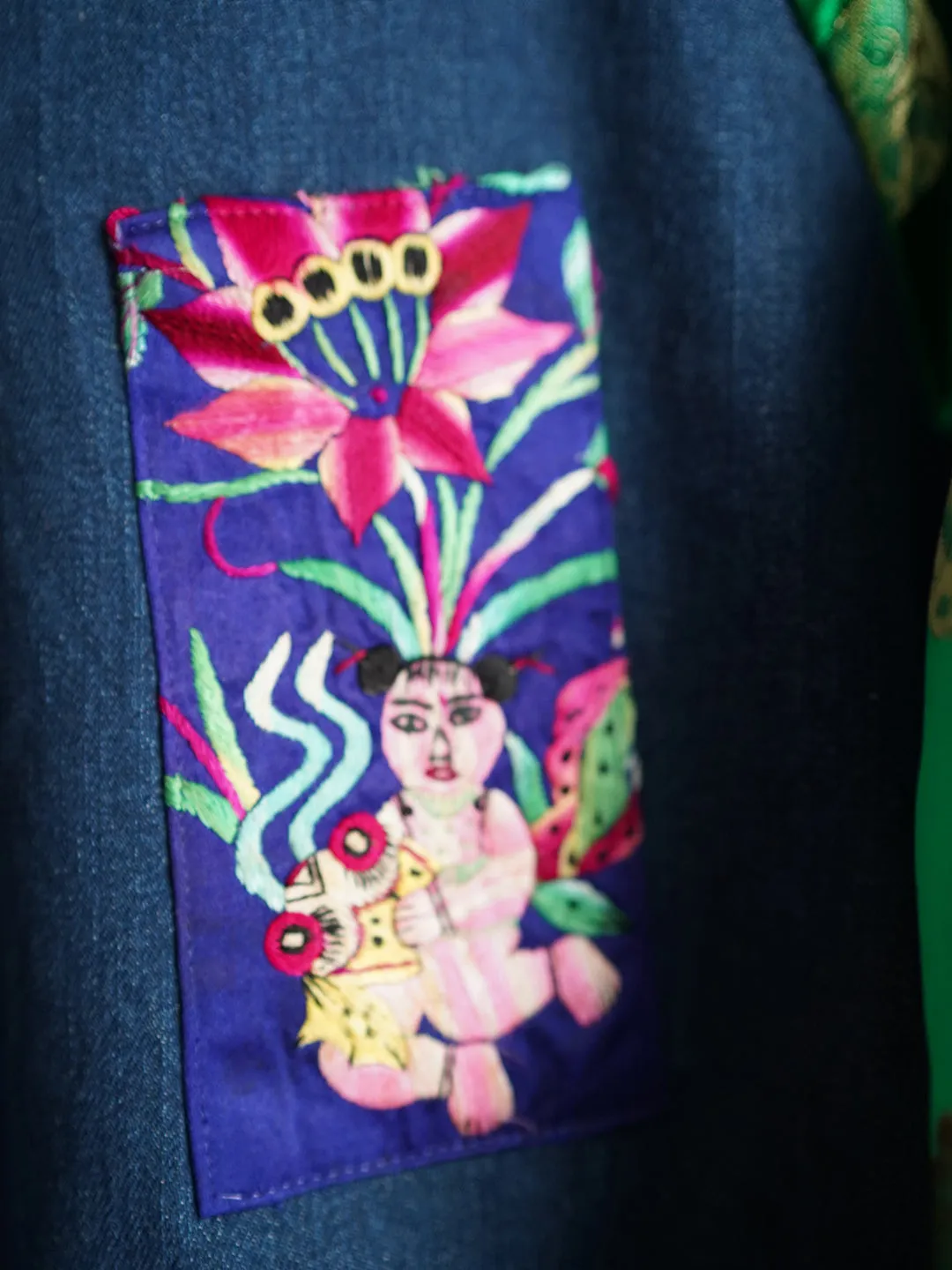 Unlogical Poem Vintage Style Embroidered Patchwork Cat Brocade Souvenir Jacket