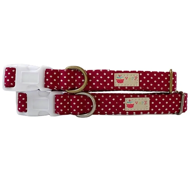Very Vintage Organic Cotton Collar Cranberry Red Polka Dots