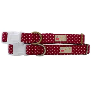 Very Vintage Organic Cotton Collar Cranberry Red Polka Dots