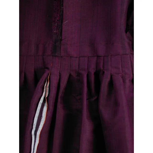 Vintage Aubergine Silk Evening Coat Created 1960s of Antique Fabric Provenance S