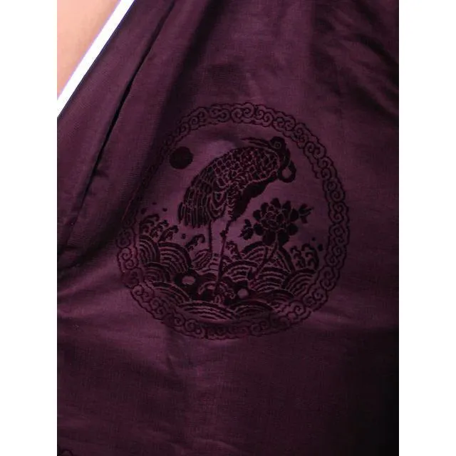 Vintage Aubergine Silk Evening Coat Created 1960s of Antique Fabric Provenance S