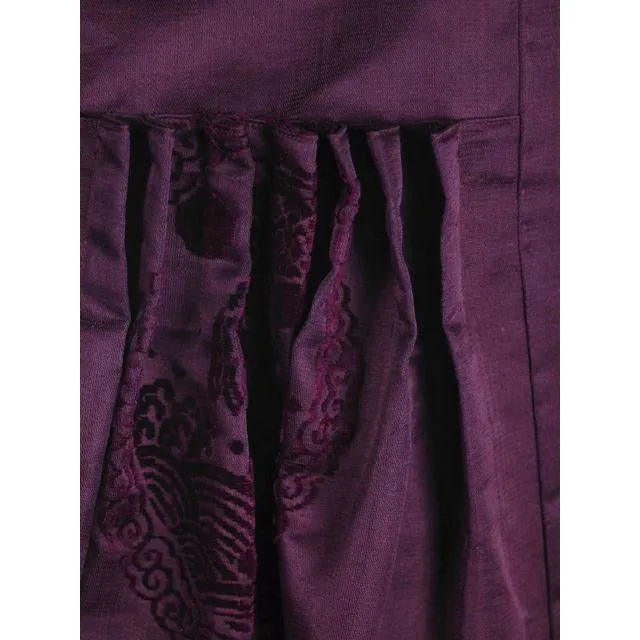 Vintage Aubergine Silk Evening Coat Created 1960s of Antique Fabric Provenance S