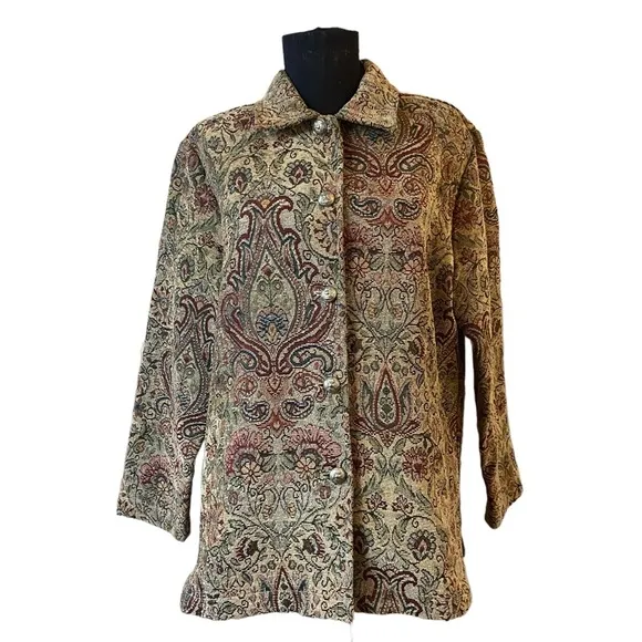 VINTAGE Erin London Brown Tan Tapestry Blazer