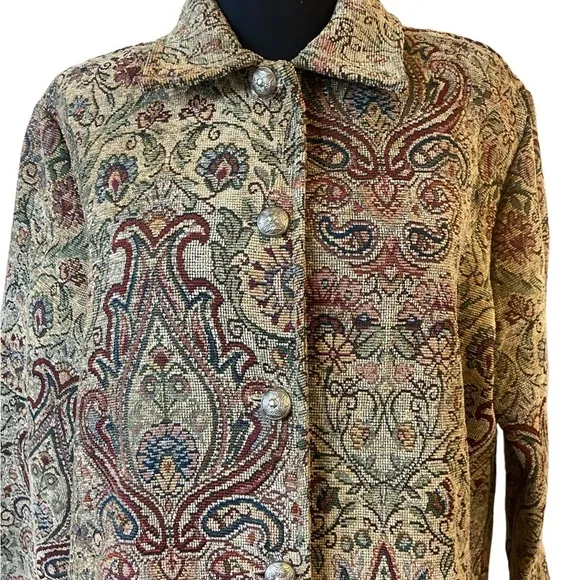 VINTAGE Erin London Brown Tan Tapestry Blazer
