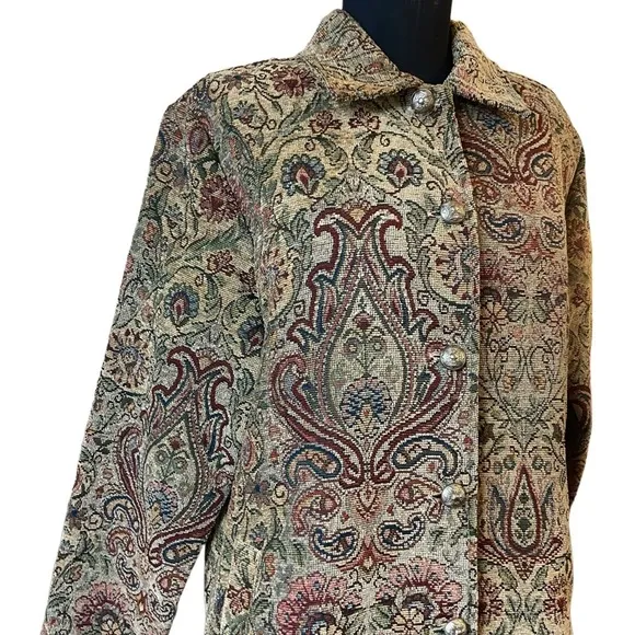 VINTAGE Erin London Brown Tan Tapestry Blazer