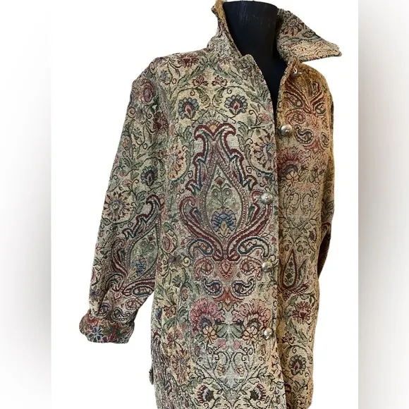 VINTAGE Erin London Brown Tan Tapestry Blazer