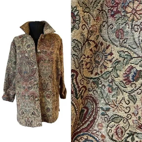 VINTAGE Erin London Brown Tan Tapestry Blazer