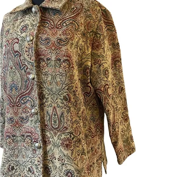 VINTAGE Erin London Brown Tan Tapestry Blazer