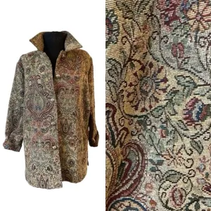 VINTAGE Erin London Brown Tan Tapestry Blazer