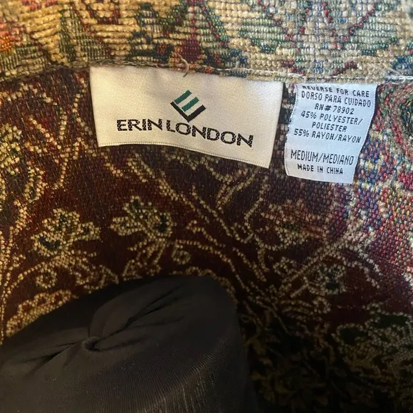 VINTAGE Erin London Brown Tan Tapestry Blazer