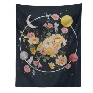 Vintage Flower Wall Tapestry Hanging Moon Retro Wall Decor Tapestries Bedroom Drom Room Sun Floral Heart Wall Decor Tapestry