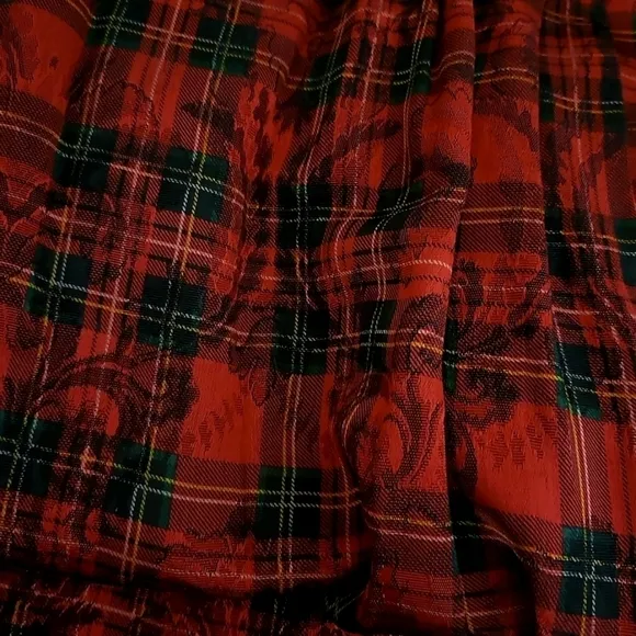 Vintage Portraits by Northern Isles Red Green Gold Plaid Brocade Maxi Skirt 8