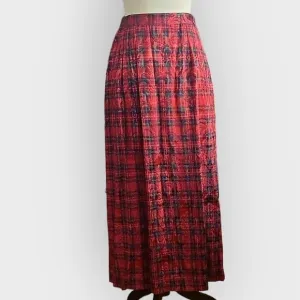 Vintage Portraits by Northern Isles Red Green Gold Plaid Brocade Maxi Skirt 8
