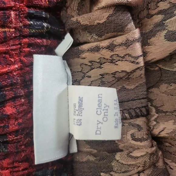 Vintage Portraits by Northern Isles Red Green Gold Plaid Brocade Maxi Skirt 8