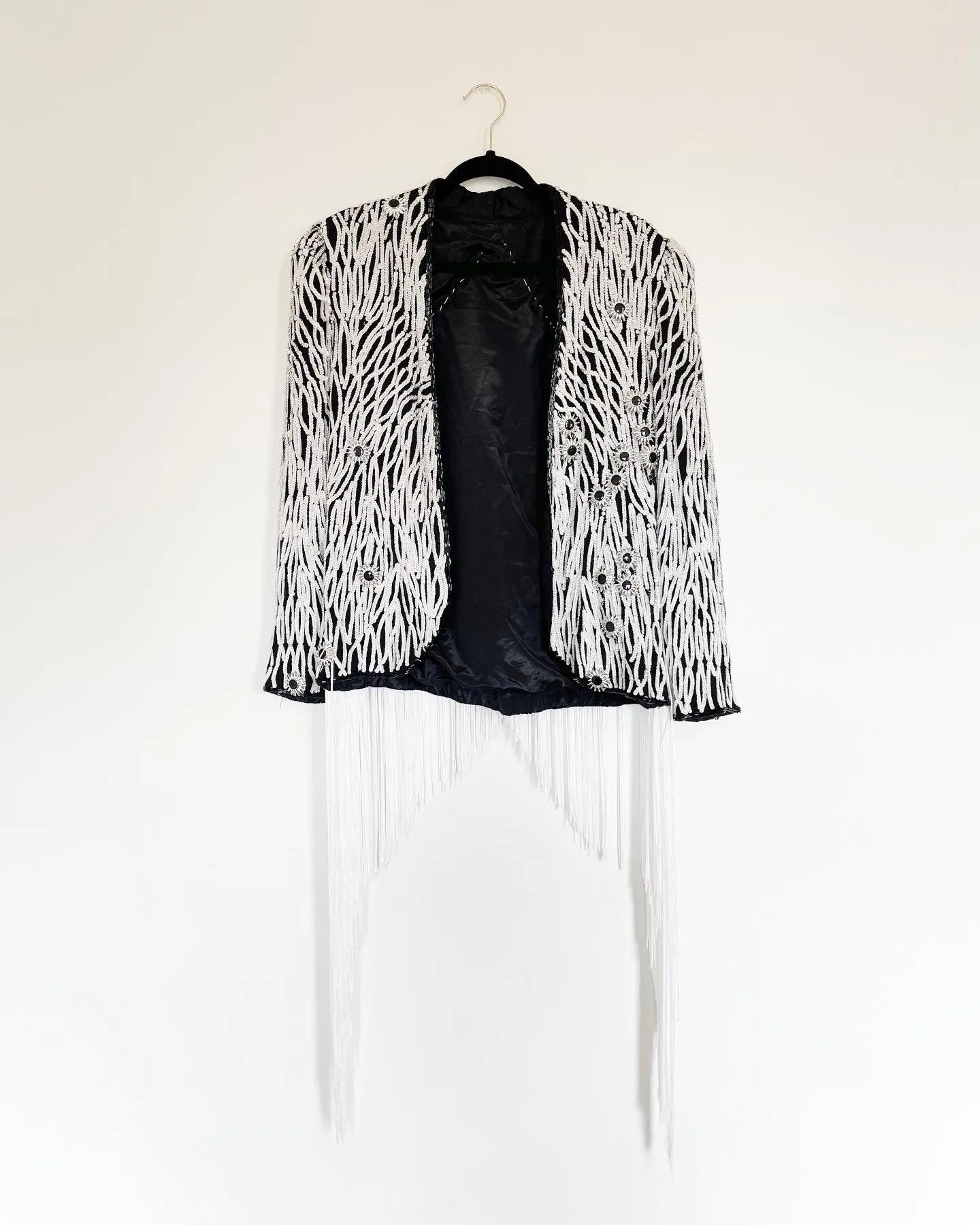 Vintage Sequin Top with White Fringe