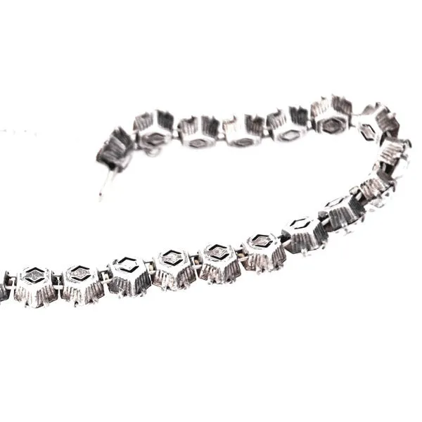 Vintage Single Strand Prong-Set Rhinestone Sterling Bracelet 1940S