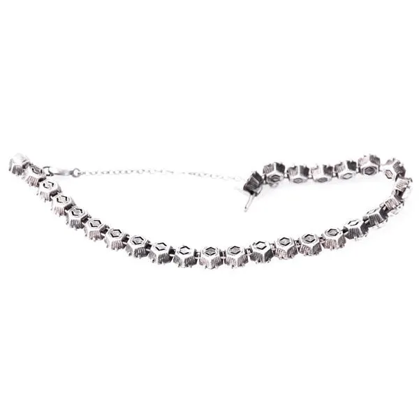 Vintage Single Strand Prong-Set Rhinestone Sterling Bracelet 1940S