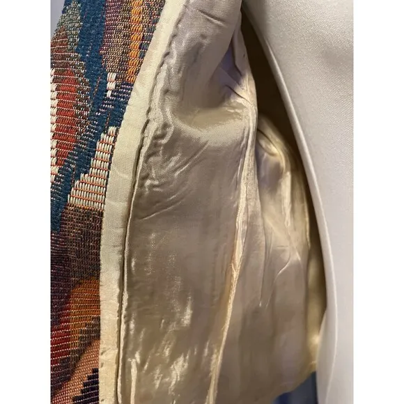 Vintage Susan Richards Tapestry Blazer Jacket Brown Open Front Retro Women 9