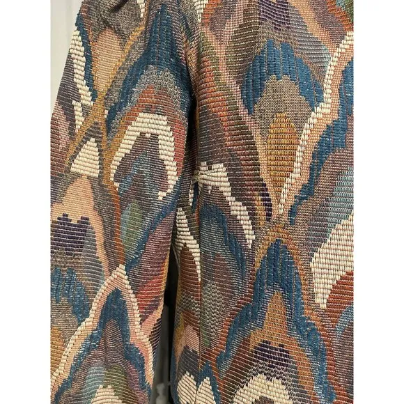 Vintage Susan Richards Tapestry Blazer Jacket Brown Open Front Retro Women 9