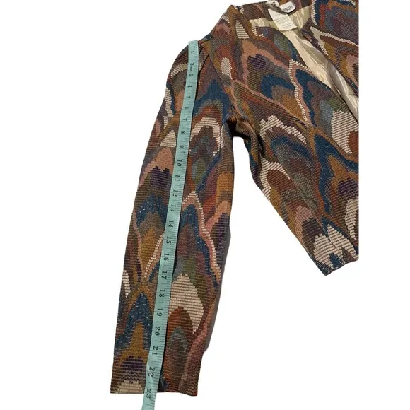 Vintage Susan Richards Tapestry Blazer Jacket Brown Open Front Retro Women 9