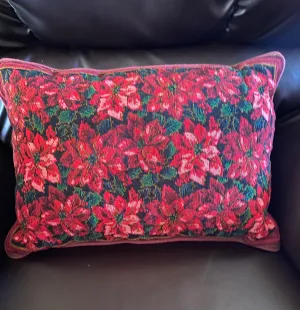 Vintage Tapestry Poinsettia Pillow