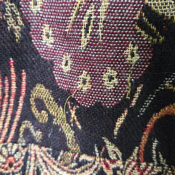 Vintage Women's M Oriental Patterned Tapestry Shirt Jacket Lightweight Knot