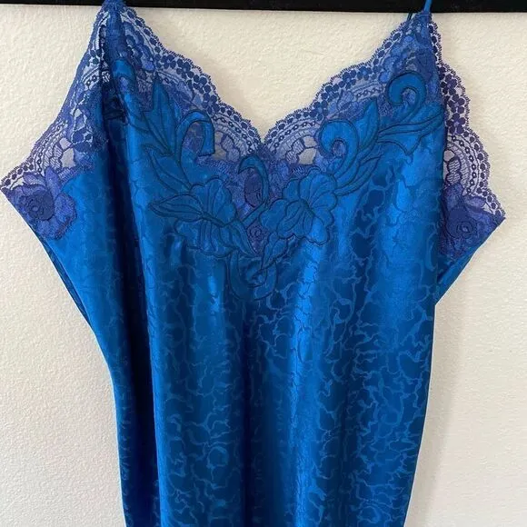 Vintage Erika Taylor Royal Blue Brocade Chemise