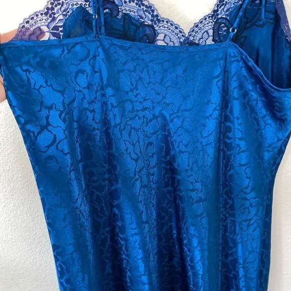 Vintage Erika Taylor Royal Blue Brocade Chemise