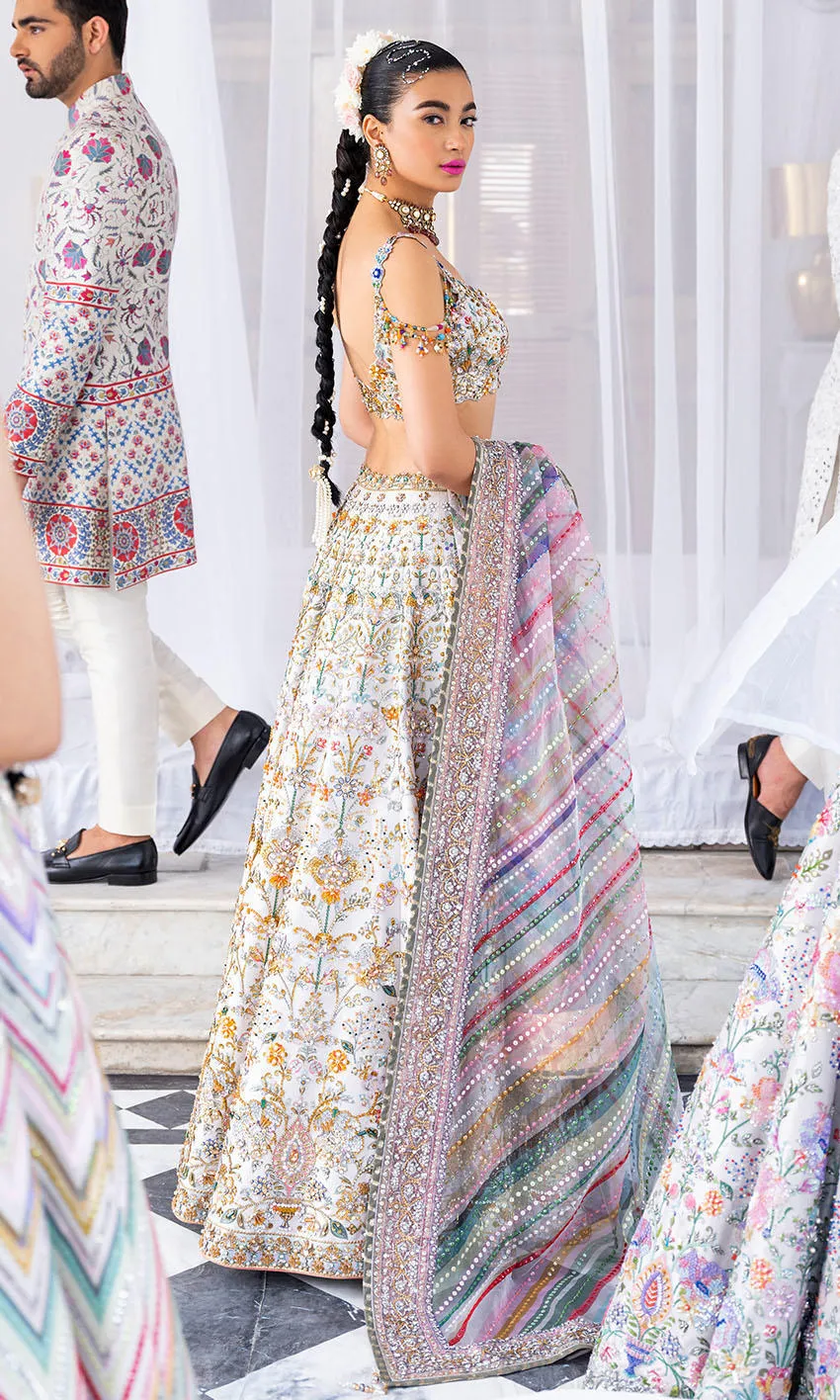 White Lehenga Choli and Dupatta Indian Bridal Dress