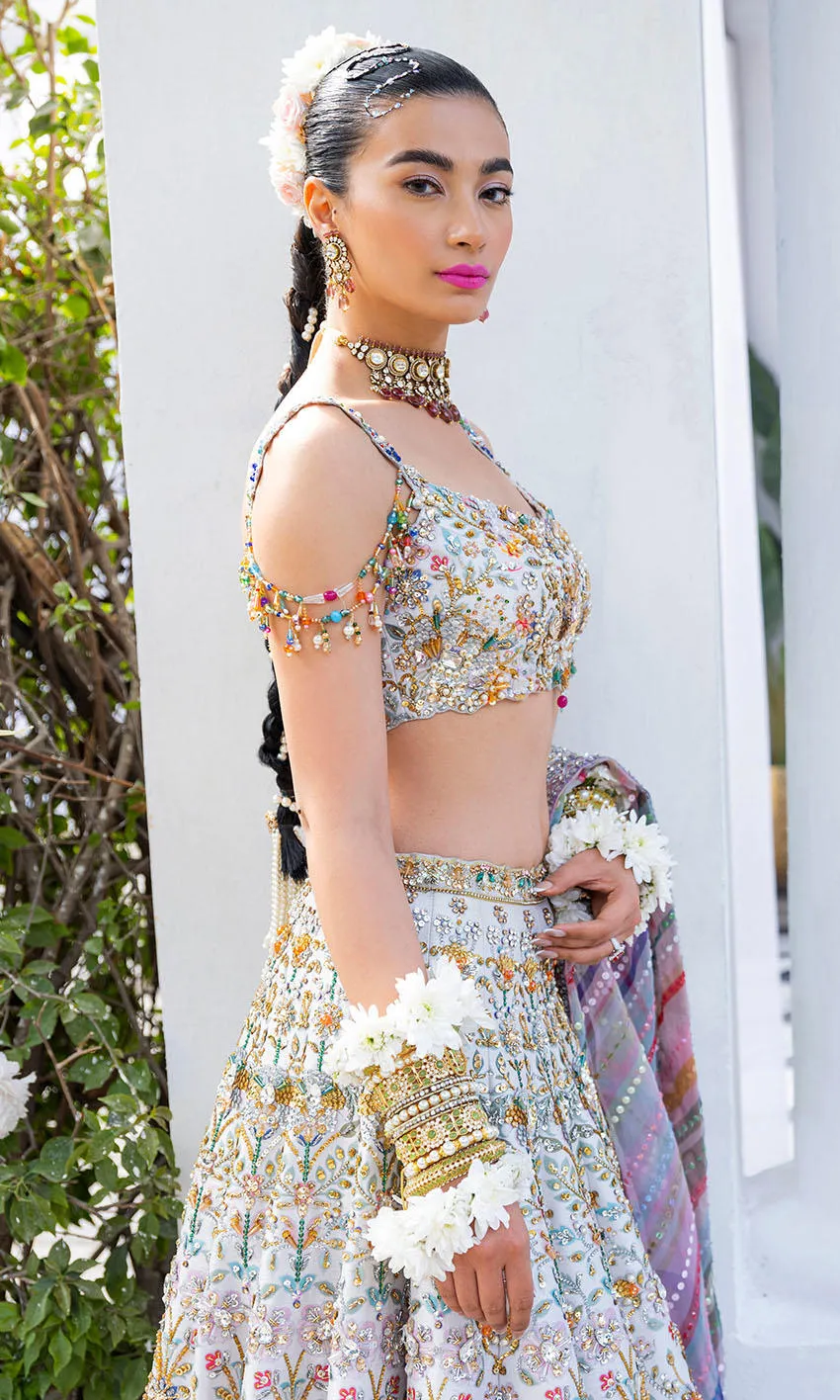 White Lehenga Choli and Dupatta Indian Bridal Dress