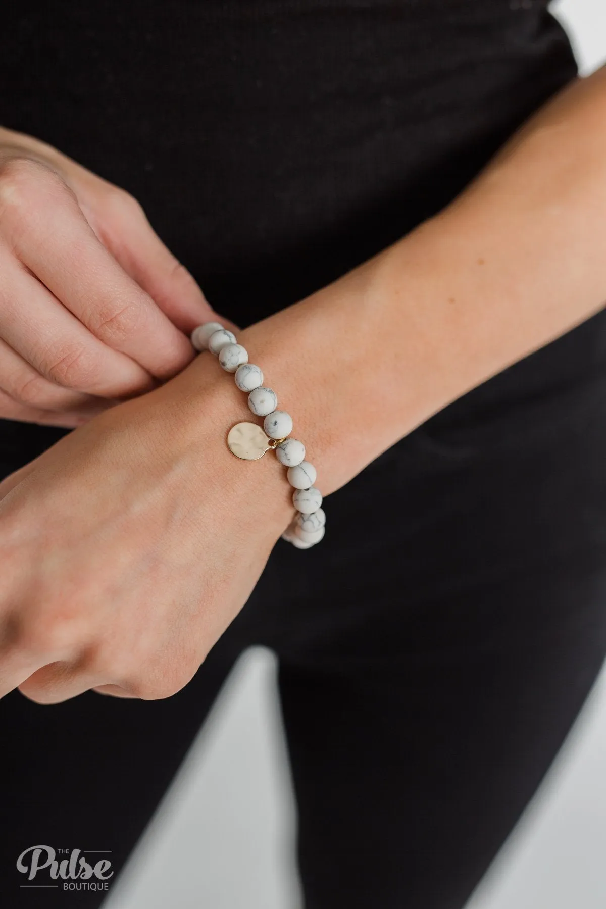 White Marble Single Beaded Bracelet