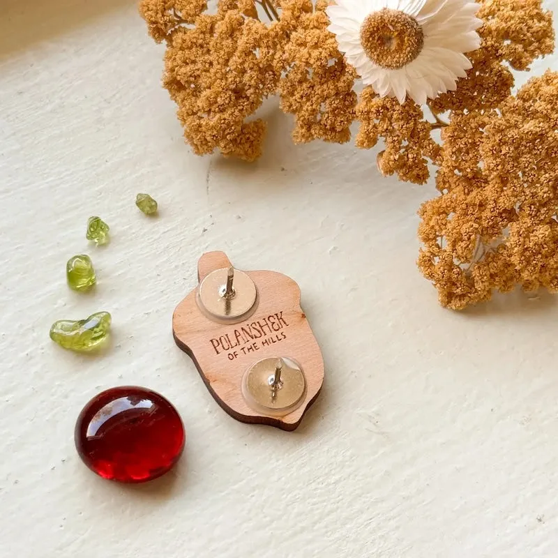 Wooden Acorn Pin