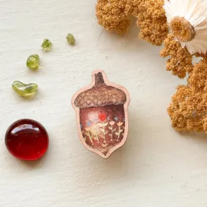 Wooden Acorn Pin