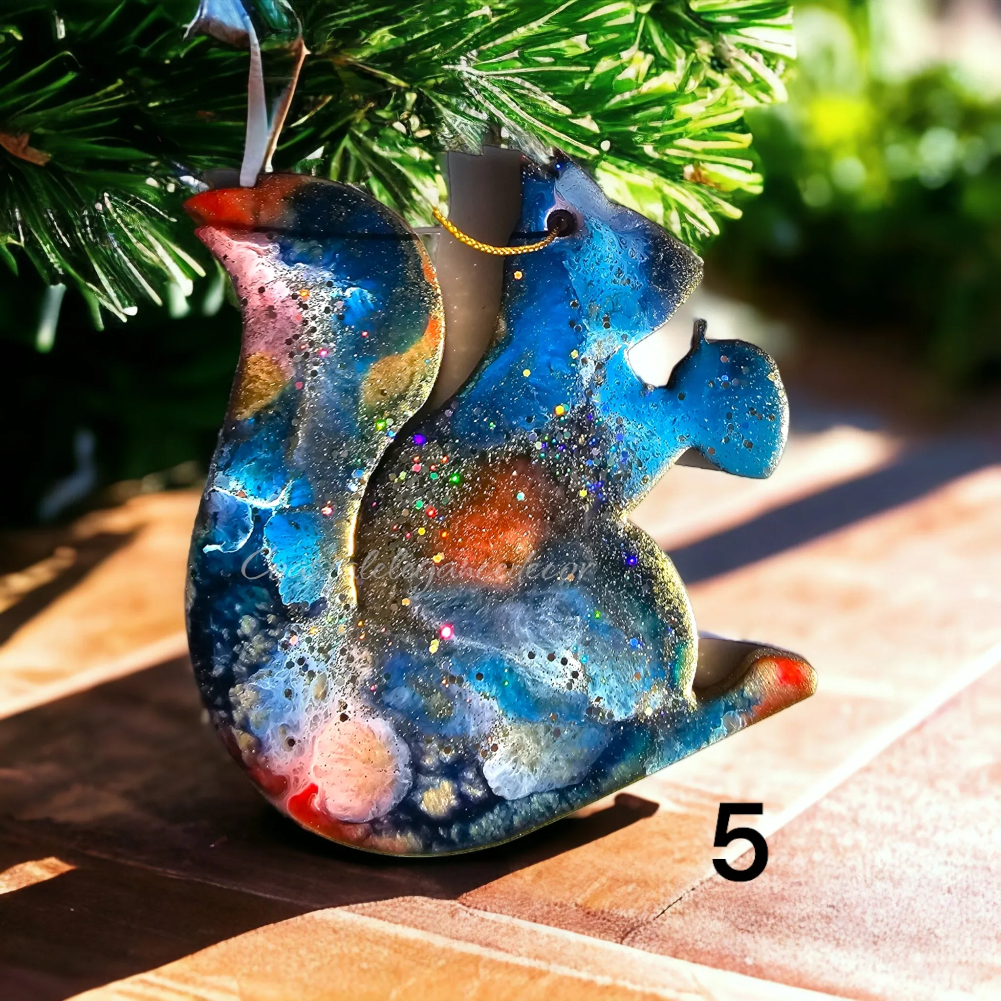 Woodlands Squirrel with Acorn Handmade Christmas Ornaments