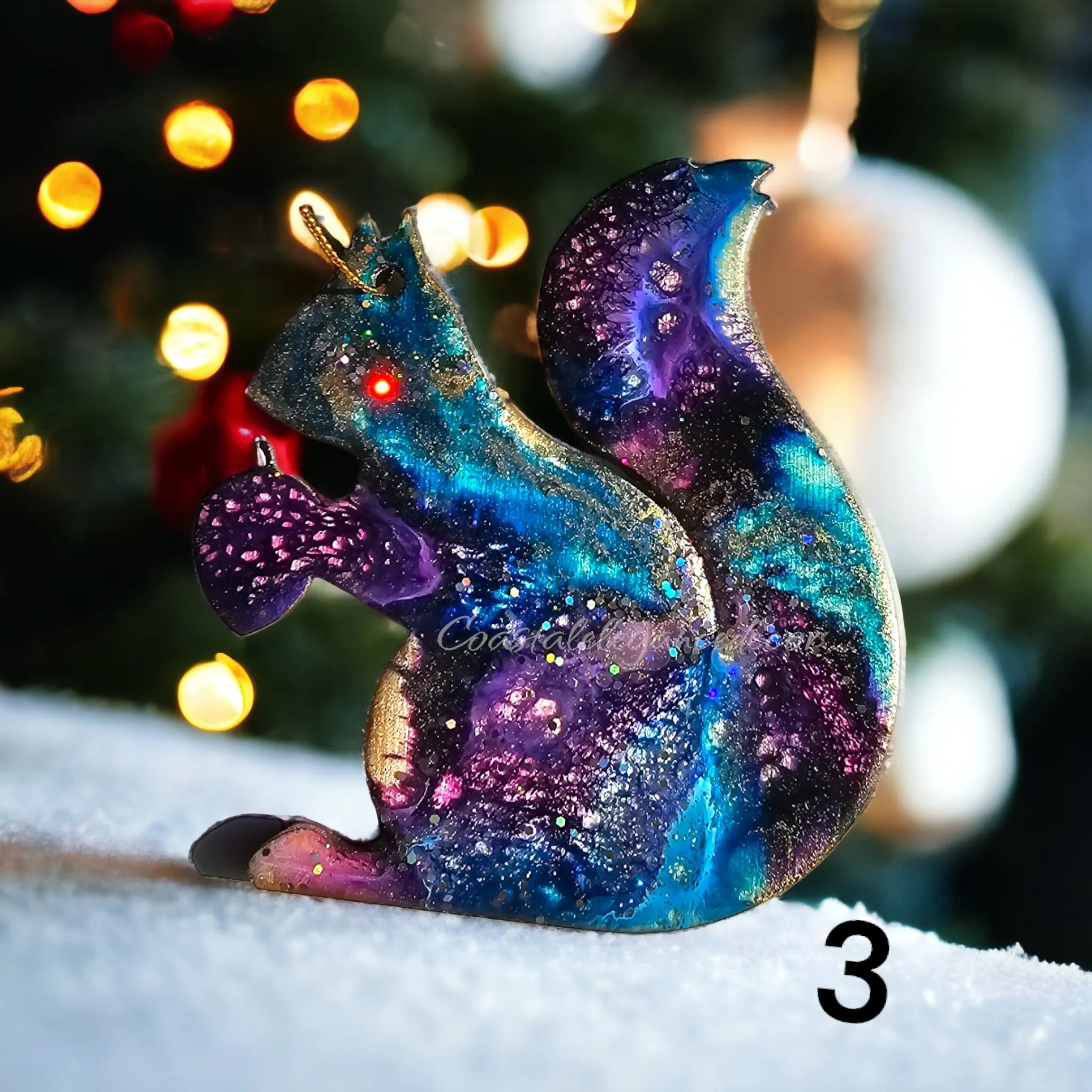 Woodlands Squirrel with Acorn Handmade Christmas Ornaments