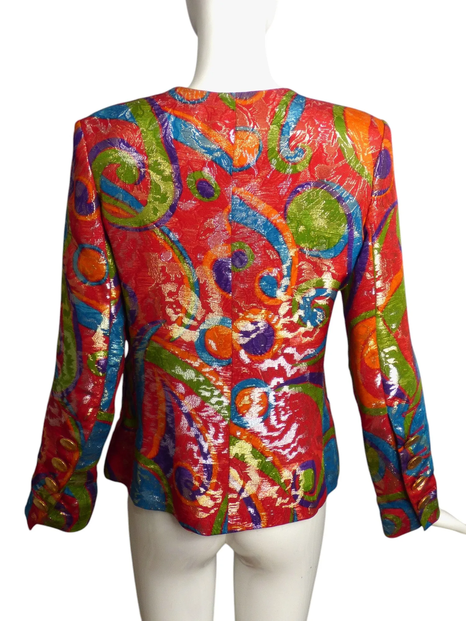 YVES SAINT LAURENT- 1989 Metallic Brocade Blazer, Size-8