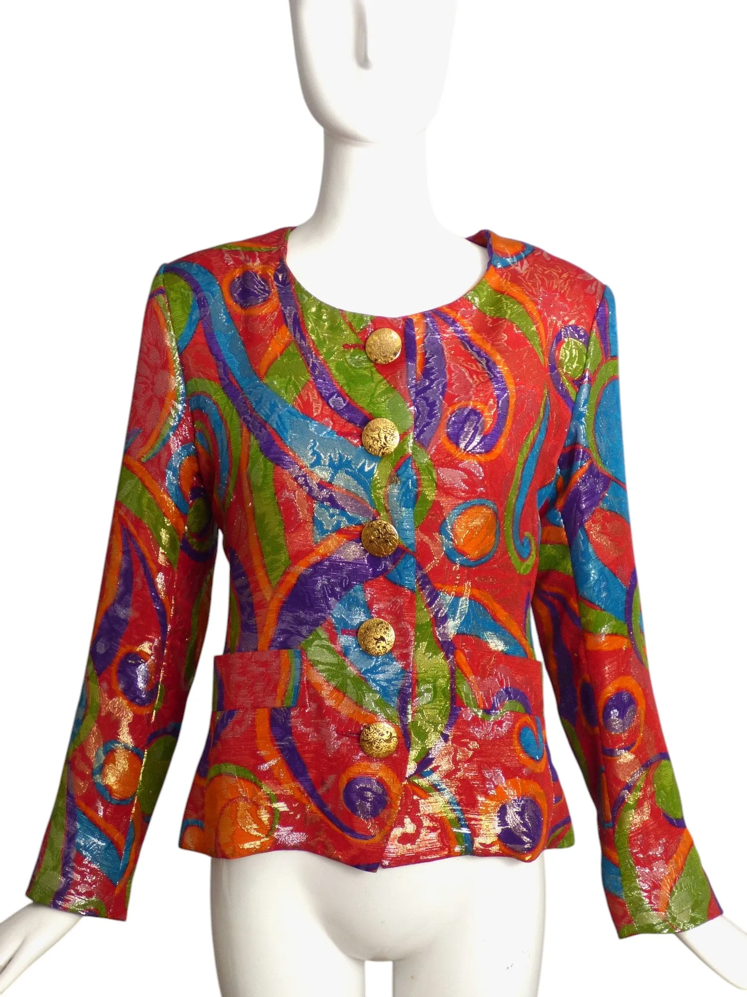 YVES SAINT LAURENT- 1989 Metallic Brocade Blazer, Size-8